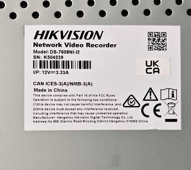 8 канален 4K NVR Hikvision DS-7608NI-I2