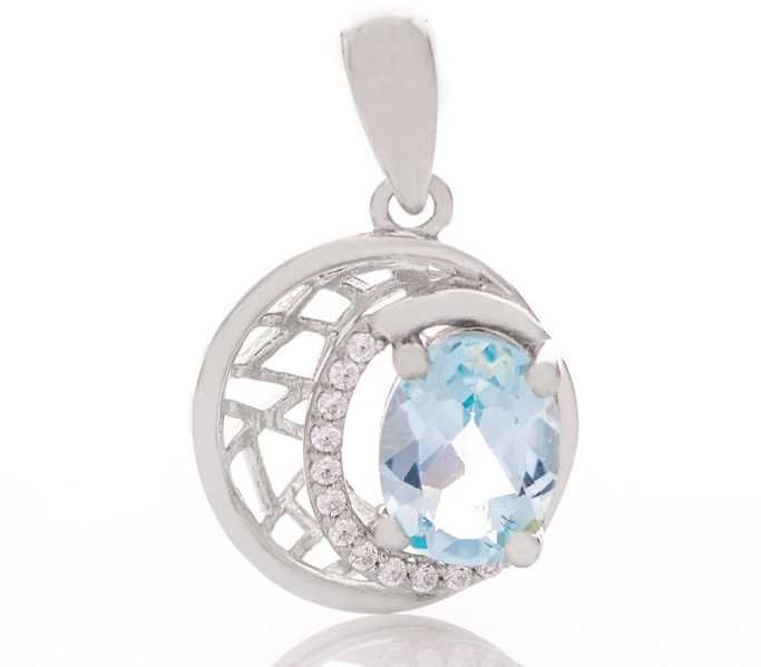 Комплект сребро и СИН ТОПАЗ - естествен камък!