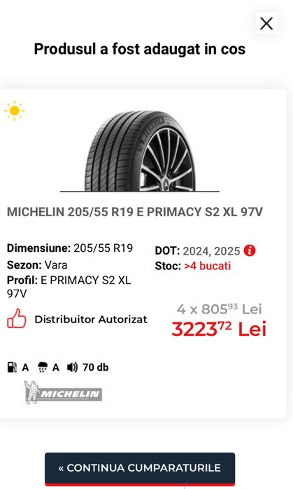 Anvelope noi 4 buc MICHELIN E PRIMACY 205/55 R19 97V XL  S2