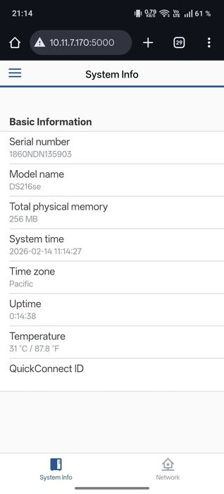 Nas synology ds216se