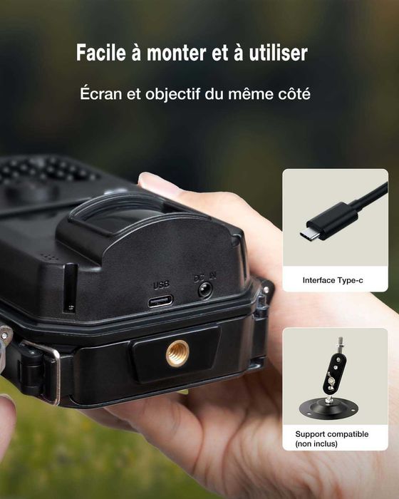 Ловна Камера за Наблюдение WOLFANG 2160P 48MP HD, Night Vision, IP66 Waterproof