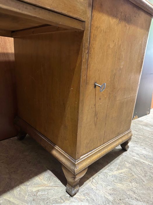 Birou Vintage din Lemn Stil ArtDeco; Birou cu usa si sertar