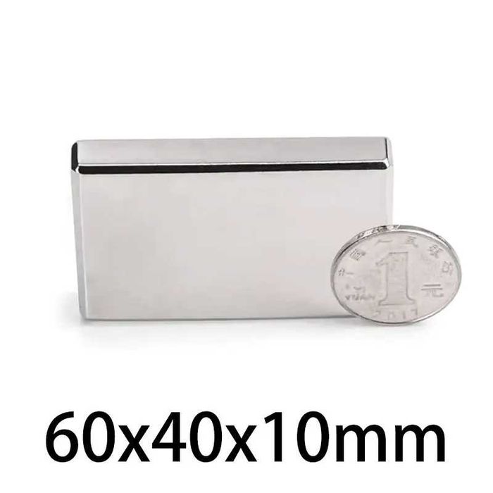 Неодимов магнит 60x40x10mm N52 2600Gs правоъгълен индустриален