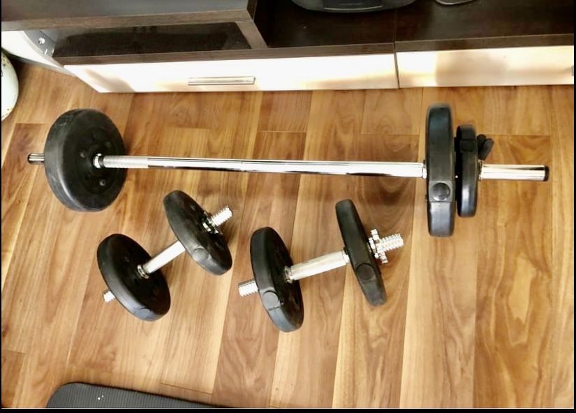 Pachet sala Bara haltera piept+gantere reglabile noi made in germany