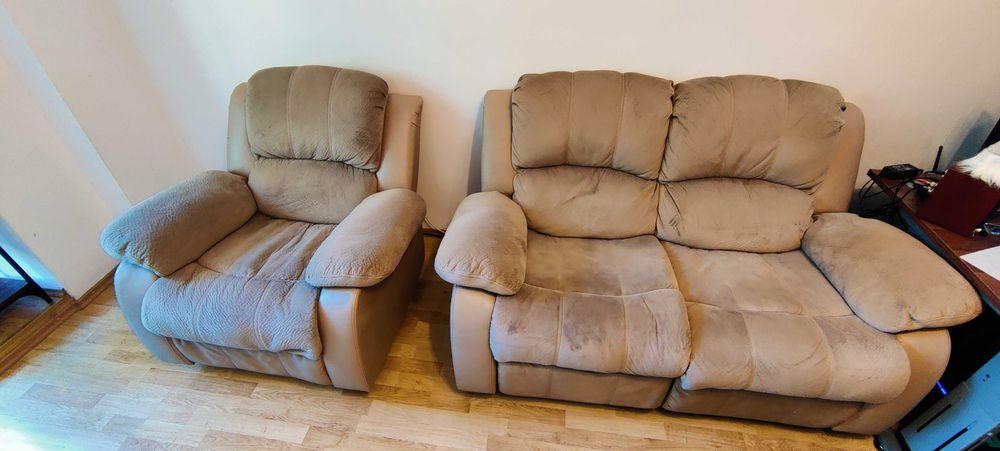 Set Pasadena: Canapea 2 Locuri Recliner + Fotoliu Recliner cu Balans (Mobexpert)