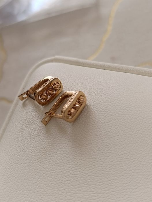 Детские золотые серьги, Месика проба 585, вес 1,50 гр