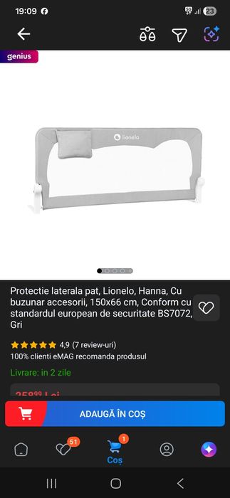 Vând bară de protecție pentru copii