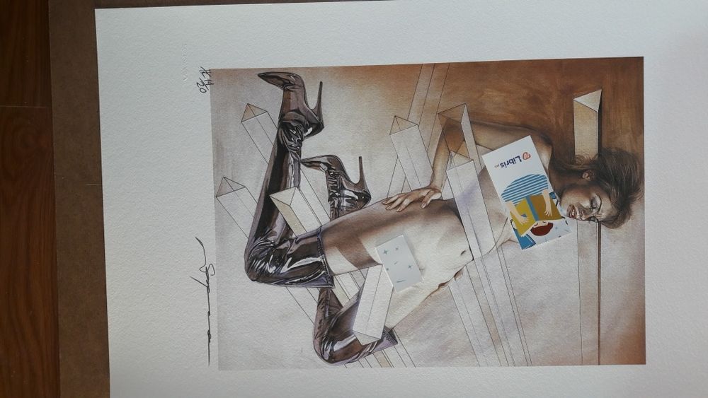 Litografie Hajime Sorayama , ediție HC , semnătură , timbru sec