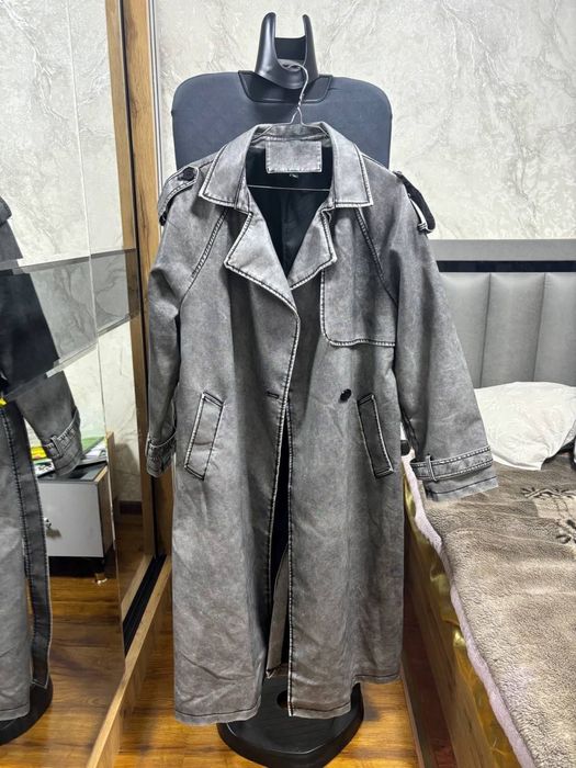 Трендовый тренч эко кожа плащ