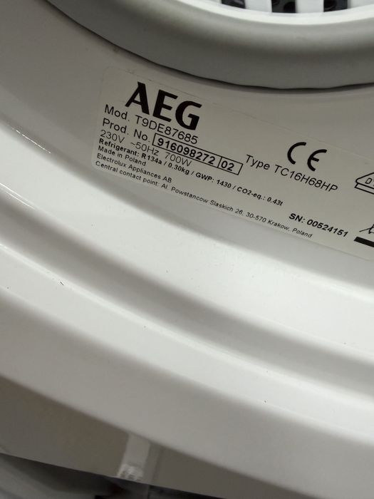 Сушилня Aeg 9000 8кг А+++ термопомпа 700W Germany Гаранция