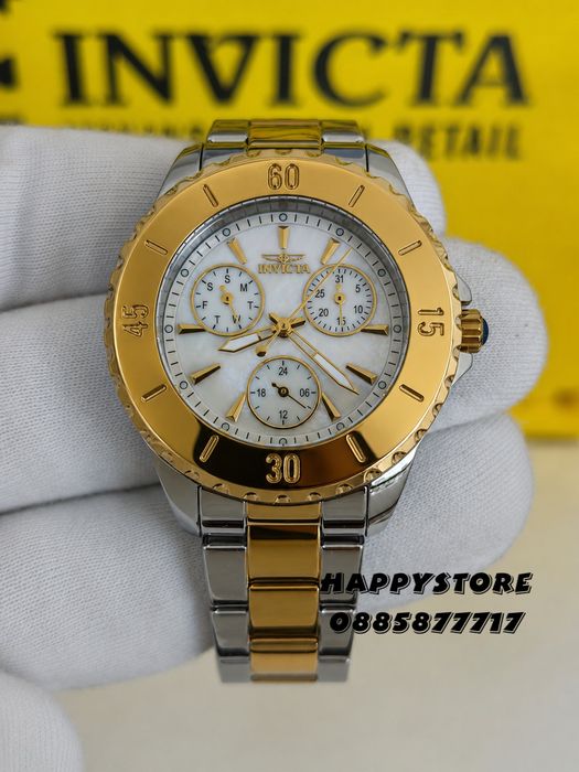 INVICTA Mother of pearl silver/gold white dial 38 mm, Инвикта нов дамски часовник