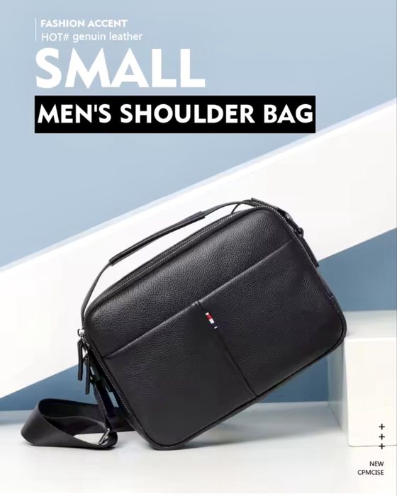 Мъжка кожена чанта за през рамо•Ежедневна сЛуксозно/Правоъгълен дизайн