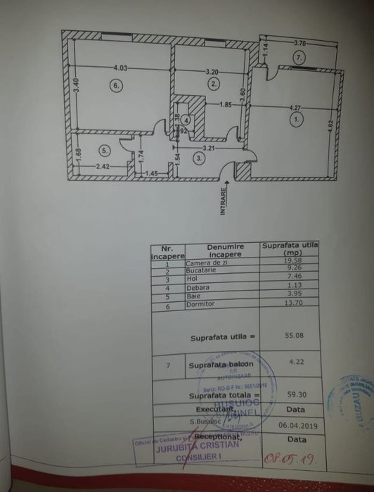 Apartament cu 2 camere, decomandat, 60mp