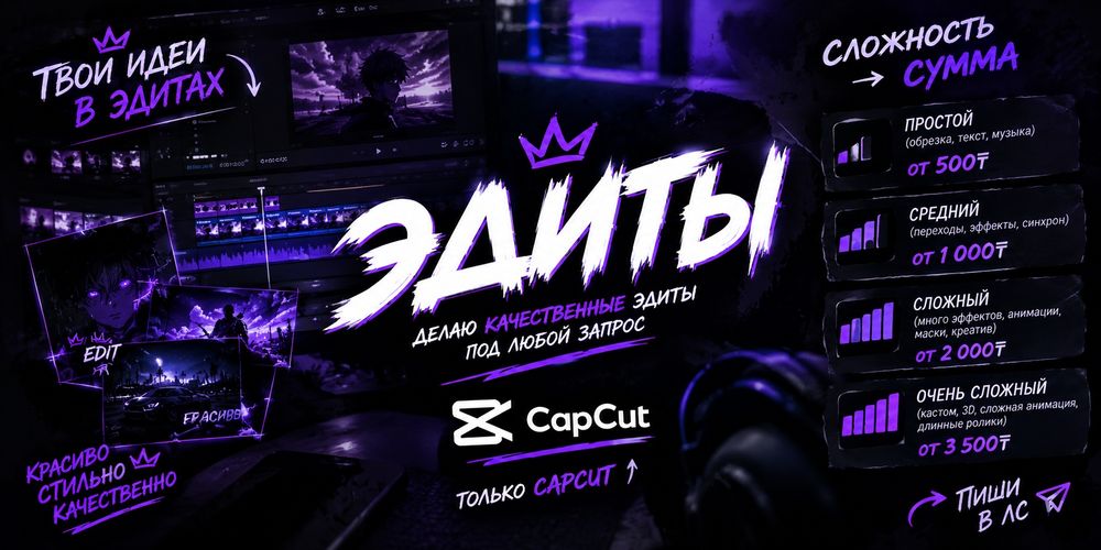 Делаю эдиты цена от сложности эдит capcut монтажа
