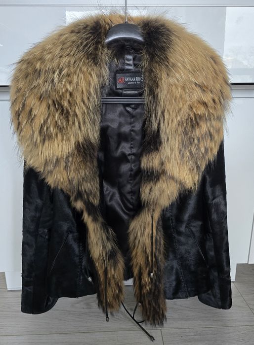 Палто естествена кожа от пони и лисица