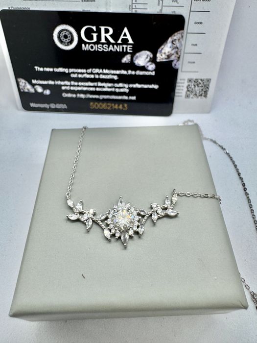 Сребърни колие с мойсанит (Диамант) 1 карат