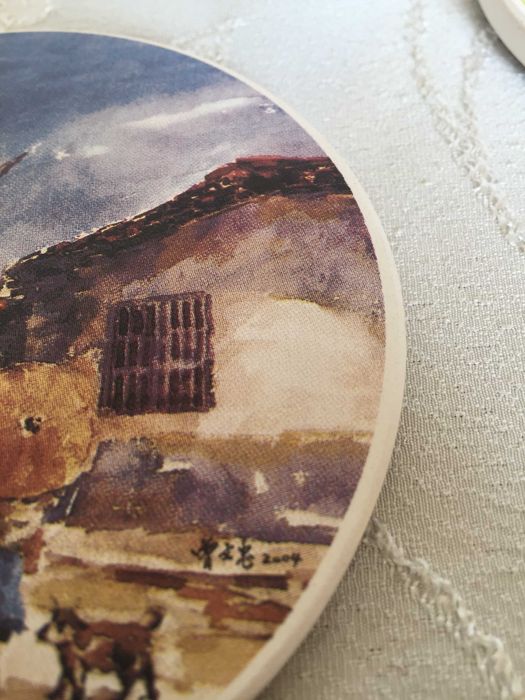 Рисувани керамични подложки за чаши от Тайван, уникат, подаръчна кутия