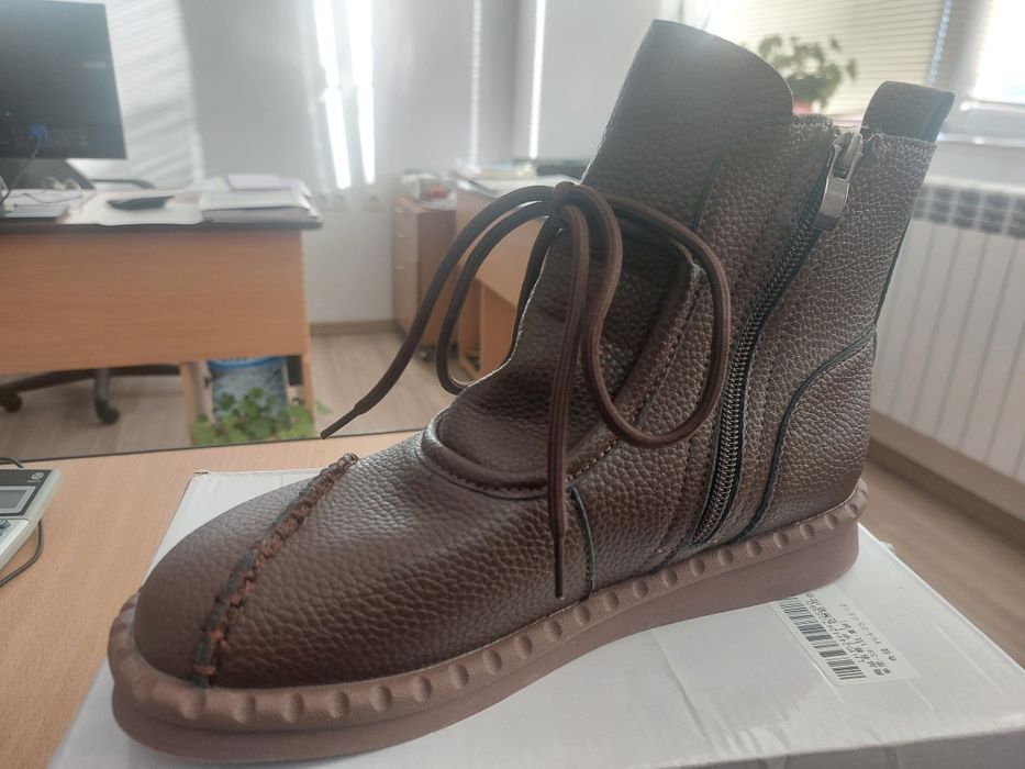 Кафяви удобни обувки от естествена кожа