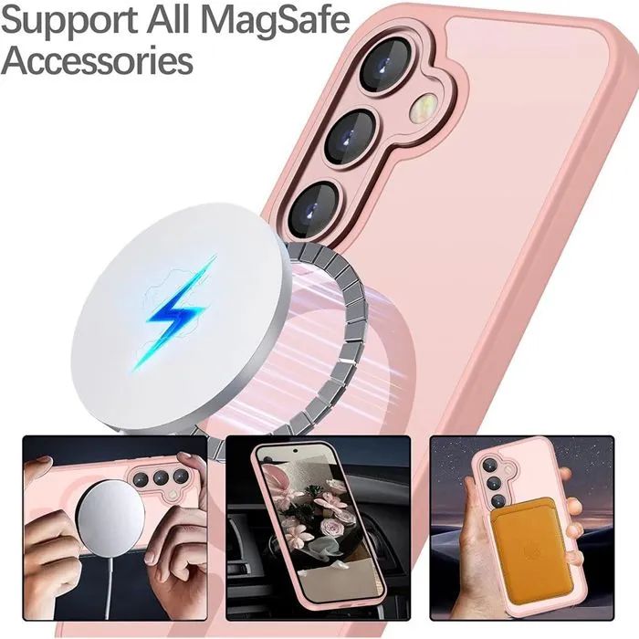 Матов magsafe кейс за samsung galaxy s26+ plus - розов - със защита на