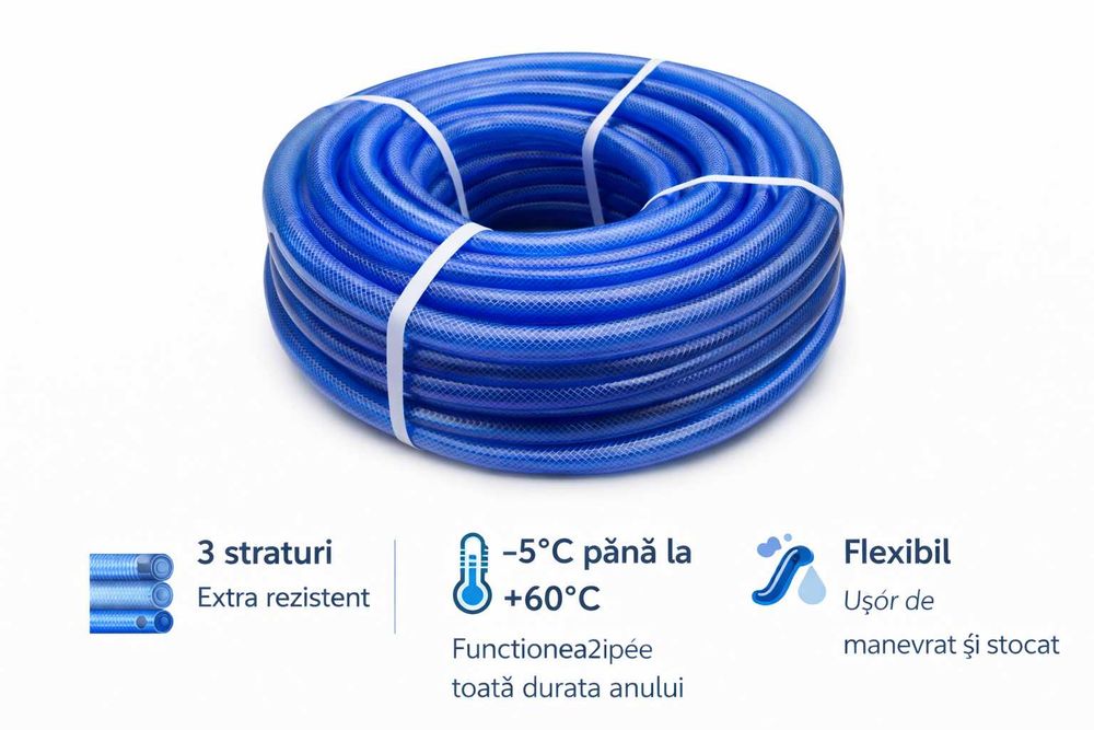 Furtun gradina cu insertie 1 tol 50m – rezistent si profesional