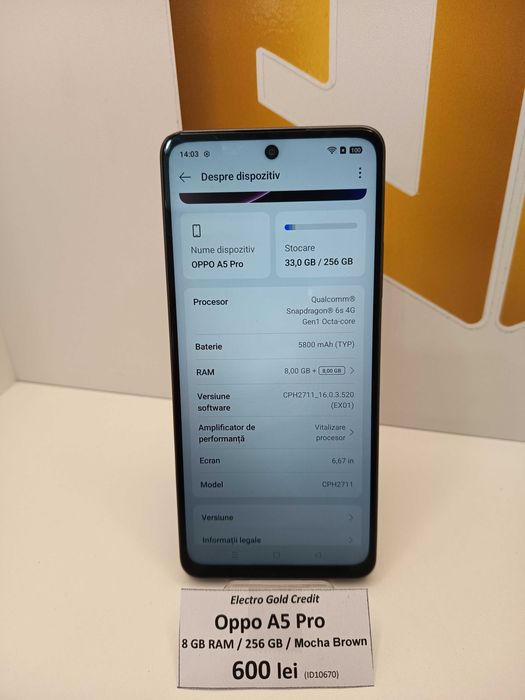 Oppo A5 Pro 8GB RAM/256GB/Mocha Brown ID10670