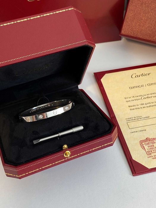 Bratara Cartier LOVE aur alb cu pietre