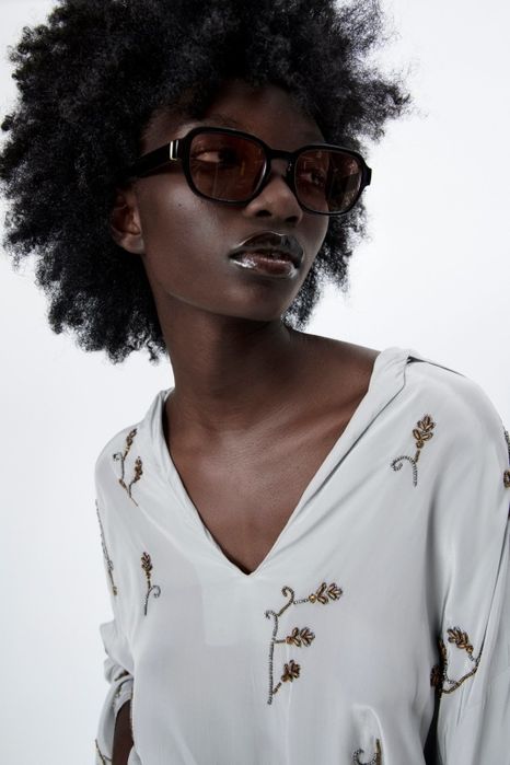 Costum fusta /bluza brodat cu margele Zara limited edition