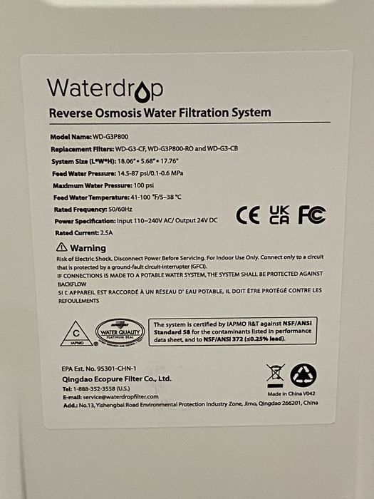 Чисто нова система за филтриране на вода Waterdrop Osmosis