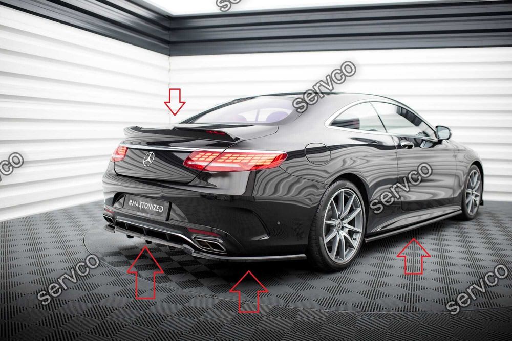 Pachet Set Splitter Exterior Lip Prelungiri Body kit tuning Mercedes S Class Coupe AMG-Line C217 Facelift 2017-2020 v7 - Maxton Design