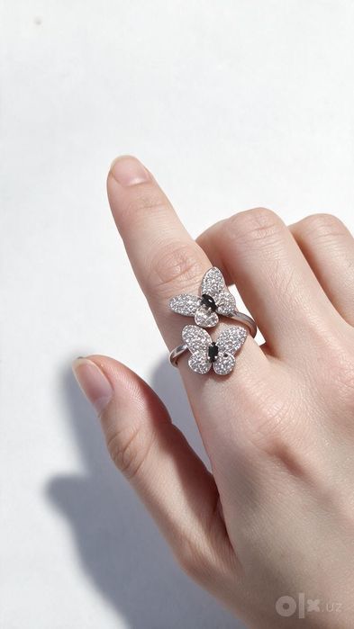 Серебряное кольцо «Бабочки» с фианитами (Серебро 925) + Коробочка