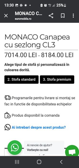 Canapea extensibila 3 locuri