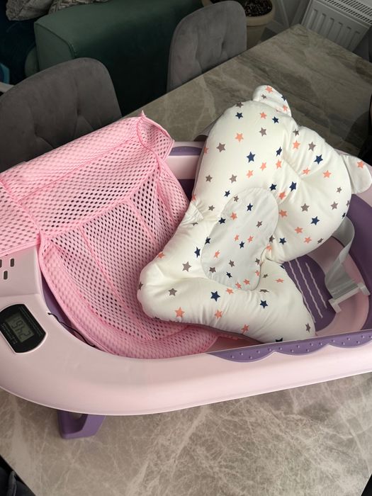 Cădiță bebe pliabilă Glossyss™ + accesorii – stare impecabilă