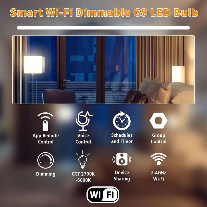 Set  Becuri Led inteligente BVCL Wi-Fi G9, reglabile, 3 W, 320 lumeni,