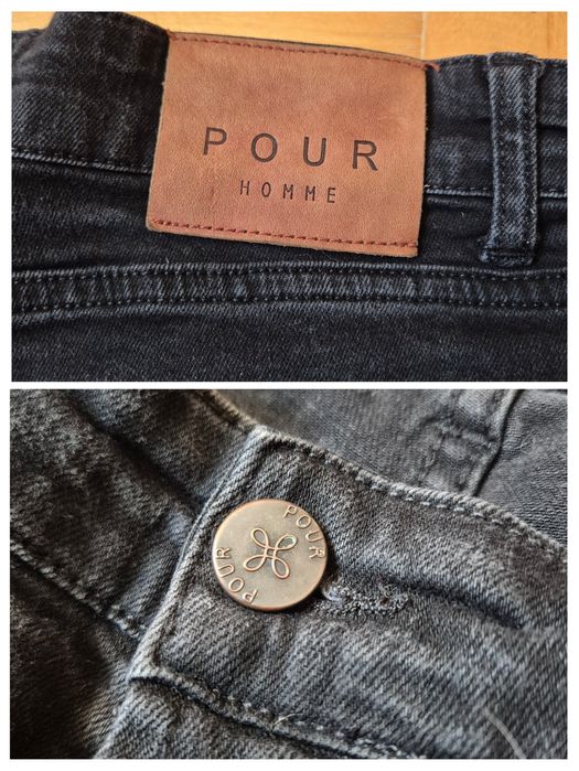 Blugi Premium Pour Homme, Denim Stretch, Negru, Bărbați - 36/32