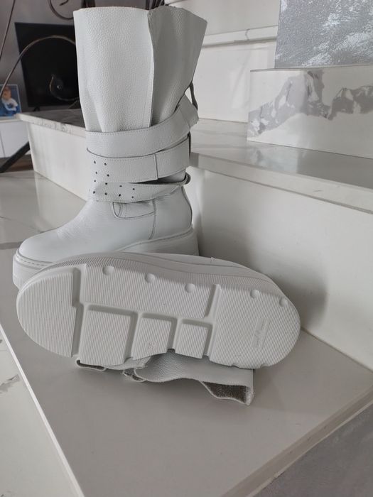 Cizme piele naturală alba