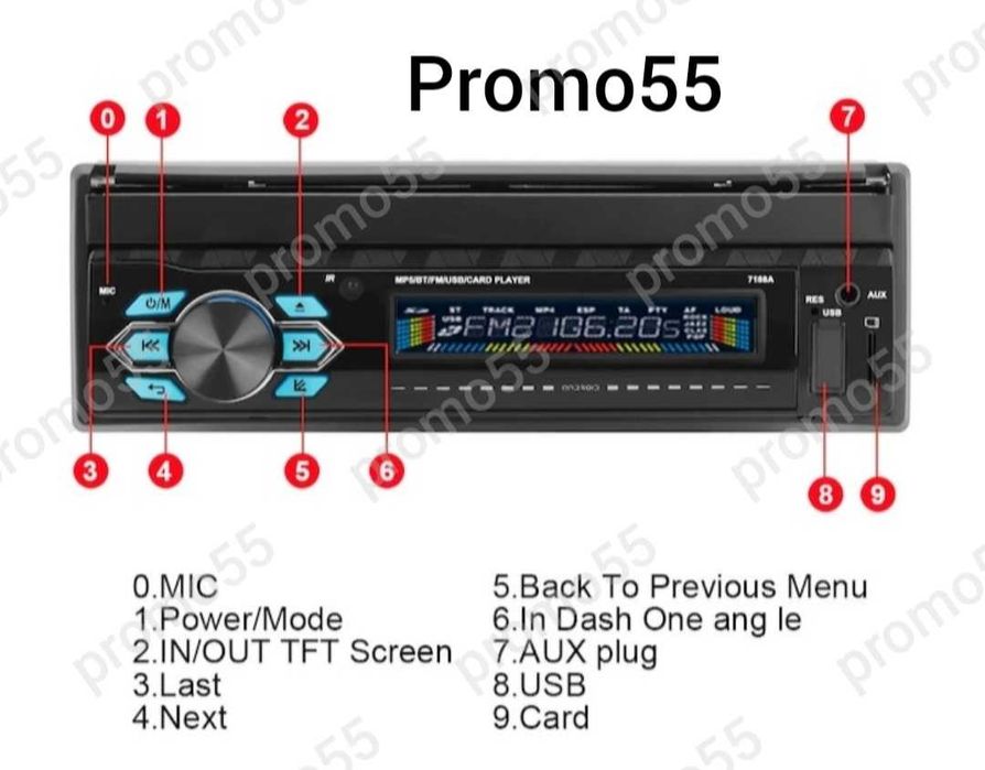 Мултимедия за Автомобил MP5 7” ,1 din, bluetooth, Камера, Дистанционно