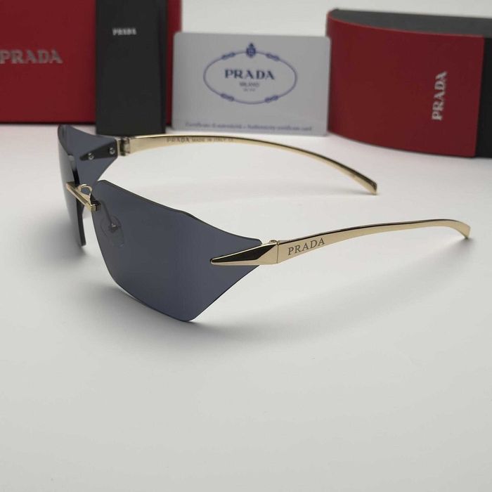 Унисекс слънчеви очила  Rimless Edition Black Brown Очила без рамка черни кафяви стъкла златни UV400 CE