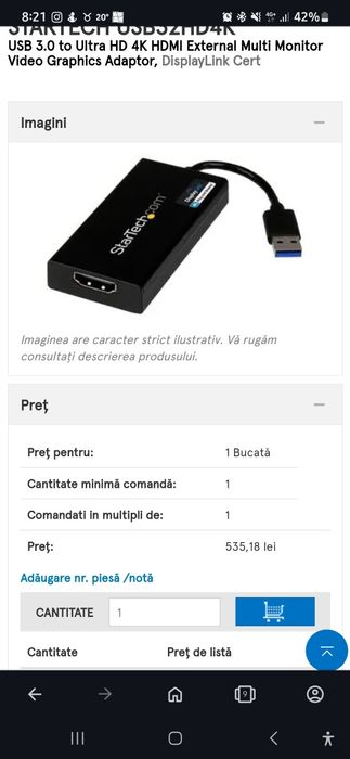 Adaptor video extern-4k
Adaptor de la usb 3 la 4k