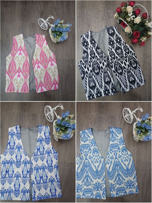 Узбекские национальные тюбитейки дуппи жилетки пояса платки на спину..