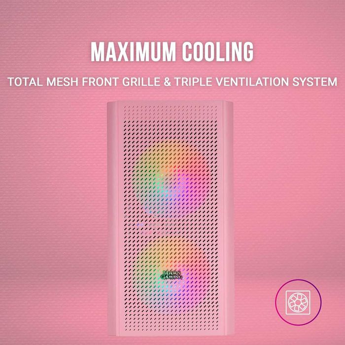 НОВА Кутия за компютър Mars Gaming MC300P Micro-ATX розова