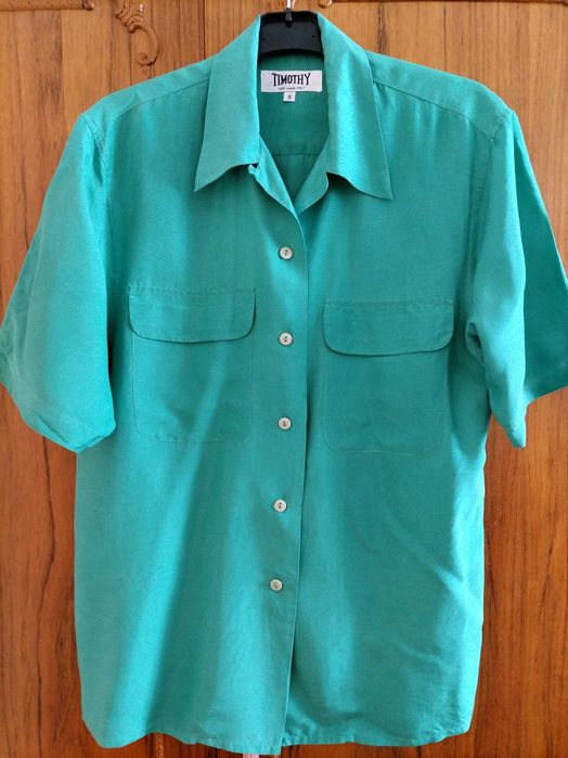 Camasa Timothy Paris, din matase de culoare verde, mar S, in stare exceptionala