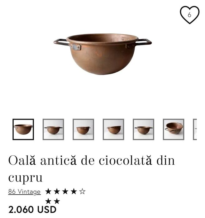 Oală de cofetărie franceză din cupru sec.XVIII