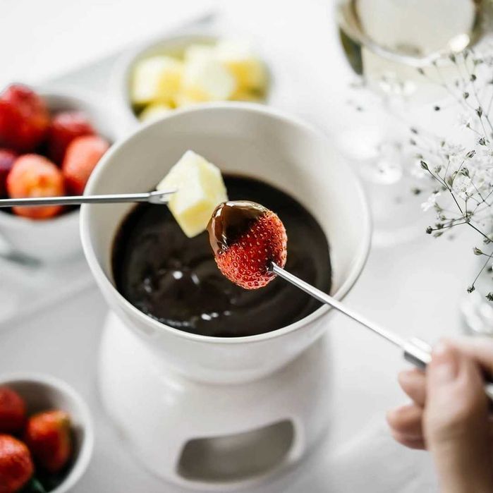 Set fondue de ciocolată, mini fondue de ciocolată din ceramică,
