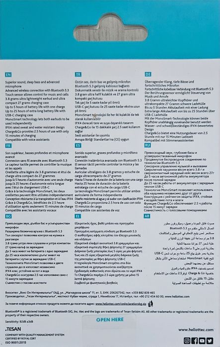 Bluetooth слушалки Ttec - неразопаковани