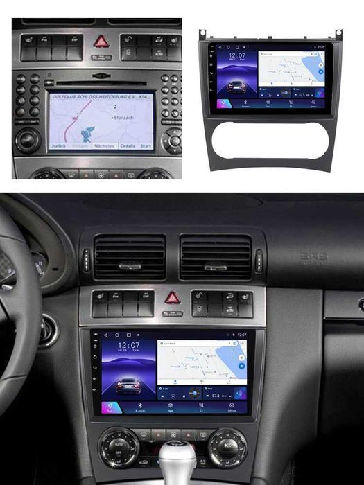 Navigatie Android 14 Mercedes C Class W 203 1/8 Gb Waze CarPlay Bt GPS