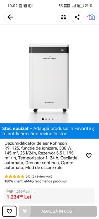 Dezumidificator de aer Rohnson