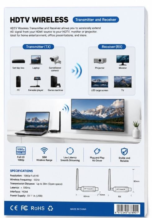 Hdm sim siz  ulanadi HD kabel siz ishlaydi Беспроводной HDMI адаптер