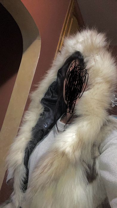 Елек-естествена кожа сребърна лисица