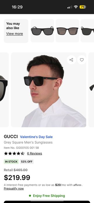 Оригинални слънчеви очила Gucci GG0010S 001 (58)