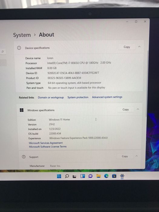 Vand laptop razer